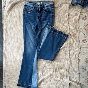 Rockin C Two-Tone Dark & Light Blue Flare Jeans